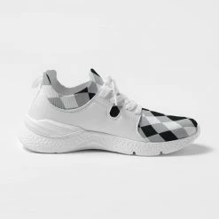 Harlow & Lloyd Harlequin Check Concrete Black & White Men's Sneakers Shoes