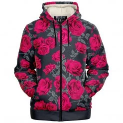 Subliminator Dark Vintage Roses Unisex Fleece Zip Hoodie Hoodies