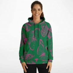 Subliminator Green Fuchsia Butterflies Unisex Hoodie Hoodies