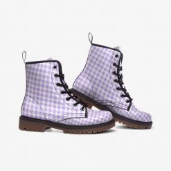 Harlow & Lloyd Lavender Gingham Check Lace Up Boots Shoes 7 Harlow & Lloyd Lavender Gingham Check Lace Up Boots Shoes