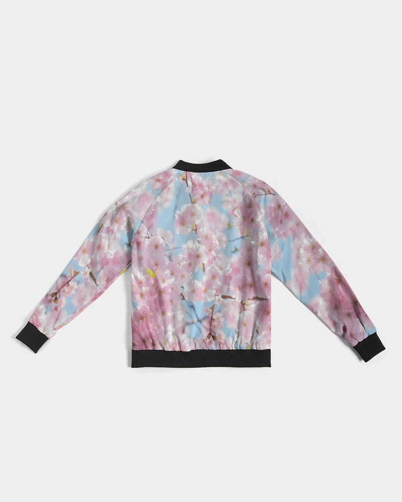 Harlow & Lloyd Jackets Cherry Blossom Sky Women's Bomber Jacket 10 Harlow & Lloyd Jackets Cherry Blossom Sky Women's Bomber Jacket