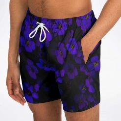 Subliminator Men Midnight Purple Flower Swim Shorts