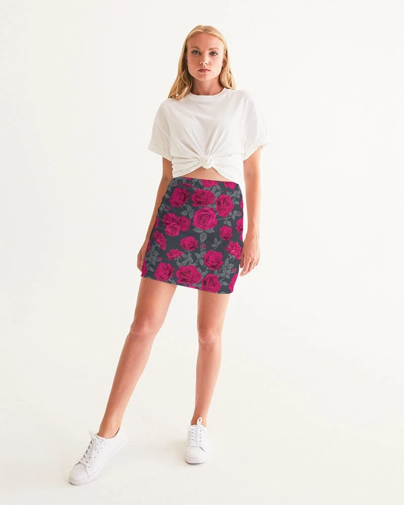 Harlow & Lloyd Dark Vintage Roses Women's Mini Skirt 6 Harlow & Lloyd Dark Vintage Roses Women's Mini Skirt