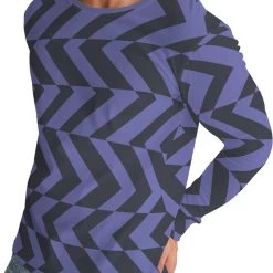 Harlow & Lloyd Blue Violet & Charcoal Abstract Striped Men's Long Sleeve Tee Shirt T Shirts & Tanks