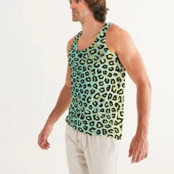 Harlow & Lloyd Spearmint Banana Leopard Print Men's Tank T Shirts & Tanks
