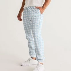Harlow & Lloyd Pale Blue Gingham Check Men's Lightweight Track Pants