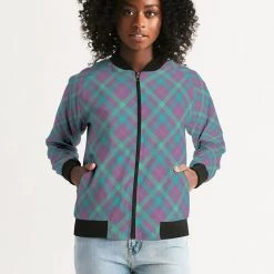 Harlow & Lloyd Jackets Purple & Green Tartan Women's Bomber Jacket