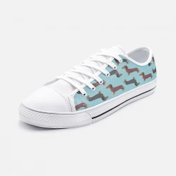 Harlow & Lloyd Shoes Dachshund Green Low Top Unisex Canvas Sneakers