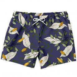 Subliminator Yellow Flower Orient Blue Swim Shorts