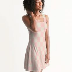 Harlow & Lloyd Pink Vanilla Check Women's Racerback Dress 10 Harlow & Lloyd Pink Vanilla Check Women's Racerback Dress