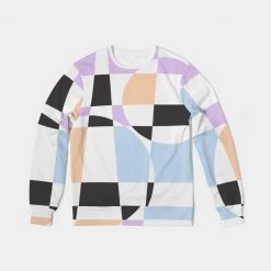 Harlow & Lloyd Lilac Multi Checkerboard Men's French Terry Pullover Sweatshirt Sweatshirts & Pullovers