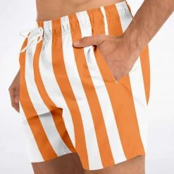 Subliminator Men Orange Stripe Swim Shorts