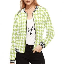 Harlow & Lloyd Jackets Lime Houndstooth Womens Ribbed Cuff & Collar Jacket