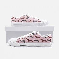 Harlow & Lloyd Shoes Dachshund Pink Low Top Unisex Canvas Sneakers