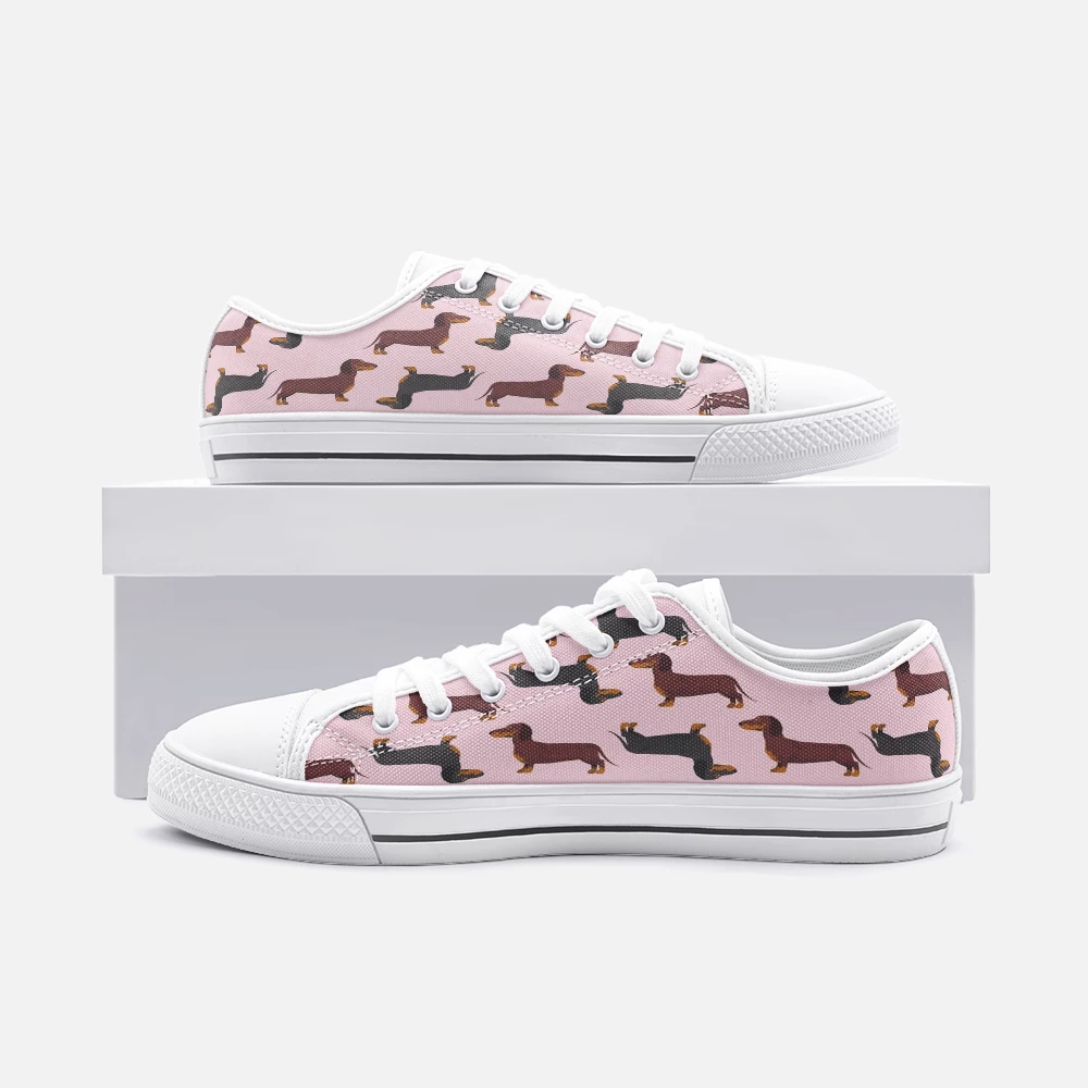 Harlow & Lloyd Shoes Dachshund Pink Low Top Unisex Canvas Sneakers 4 Harlow & Lloyd Shoes Dachshund Pink Low Top Unisex Canvas Sneakers