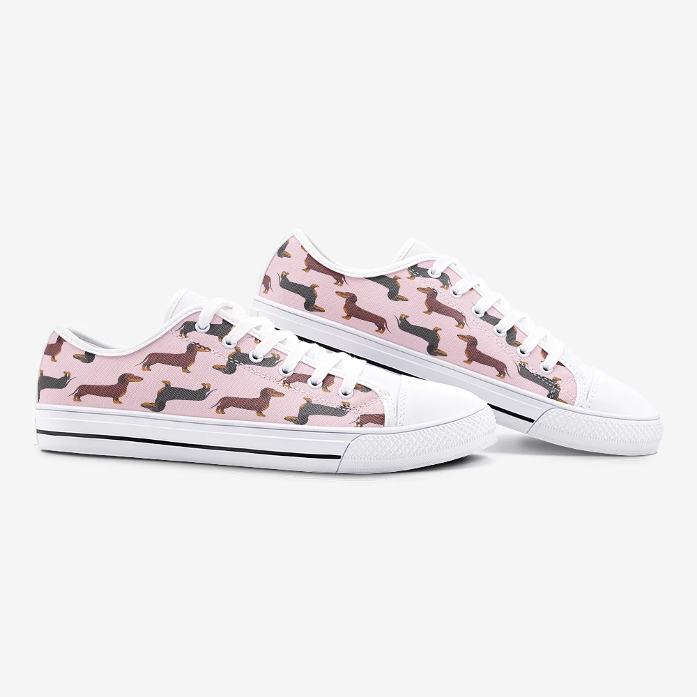 Harlow & Lloyd Shoes Dachshund Pink Low Top Unisex Canvas Sneakers 5 Harlow & Lloyd Shoes Dachshund Pink Low Top Unisex Canvas Sneakers