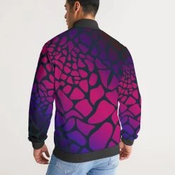 Harlow & Lloyd Raspberry Giraffe Men's Stripe-Sleeve Track Jacket Jackets