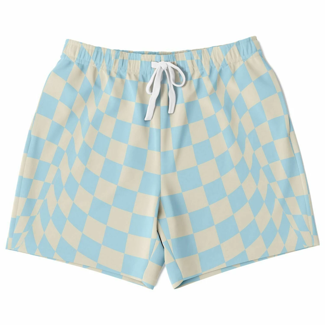 Subliminator Blue & Vanilla Check Fleece Shorts 3 Subliminator Blue & Vanilla Check Fleece Shorts
