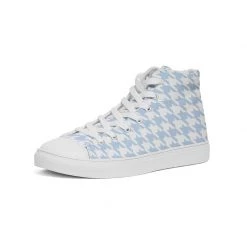 Harlow & Lloyd Baby Blue Large Houndstooth Men's Hightop Canvas Shoe Shoes