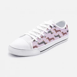 Harlow & Lloyd Dachshund Mauve Low Top Unisex Canvas Sneakers Shoes