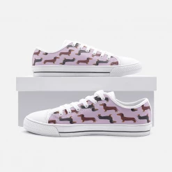 Harlow & Lloyd Dachshund Mauve Low Top Unisex Canvas Sneakers Shoes