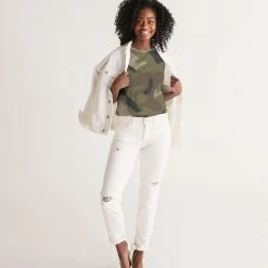 Harlow & Lloyd T Shirts & Tanks Woodland Camo Women's Cropped Tank