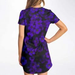 Subliminator Midnight Purple Flower T Shirt Dress