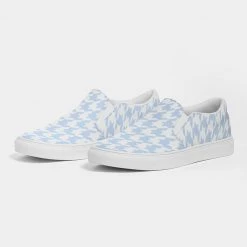 Harlow & Lloyd Shoes Pale Blue Large Houndstooth Men's Slip On Canvas Shoe