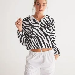 Harlow & Lloyd Zebra Print Women's Cropped Windbreaker Jackets