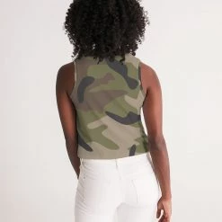 Harlow & Lloyd T Shirts & Tanks Woodland Camo Women's Cropped Tank