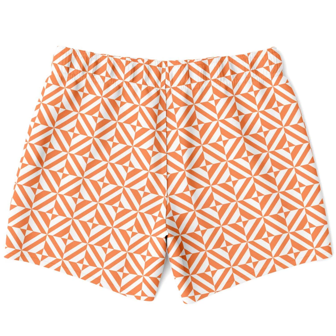 Subliminator Orange Geometric Pattern Swim Shorts 4 Subliminator Orange Geometric Pattern Swim Shorts