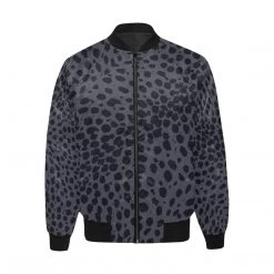 Harlow & LLoyd Jackets Cheetah Print Charcoal Quilted Bomber Jacket