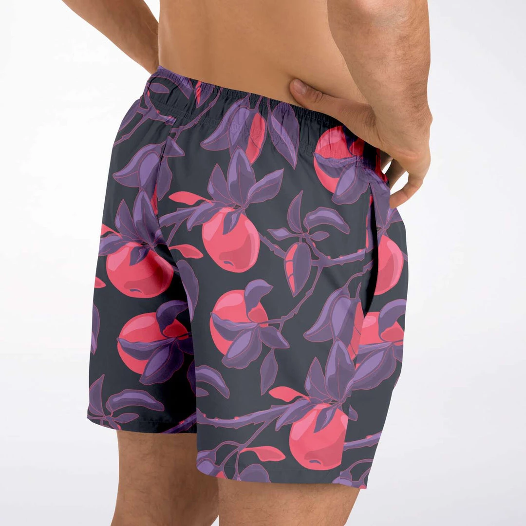 Subliminator Men Fruit Tree Swim Shorts In Red/Charcoal 7 Subliminator Men Fruit Tree Swim Shorts In Red/Charcoal