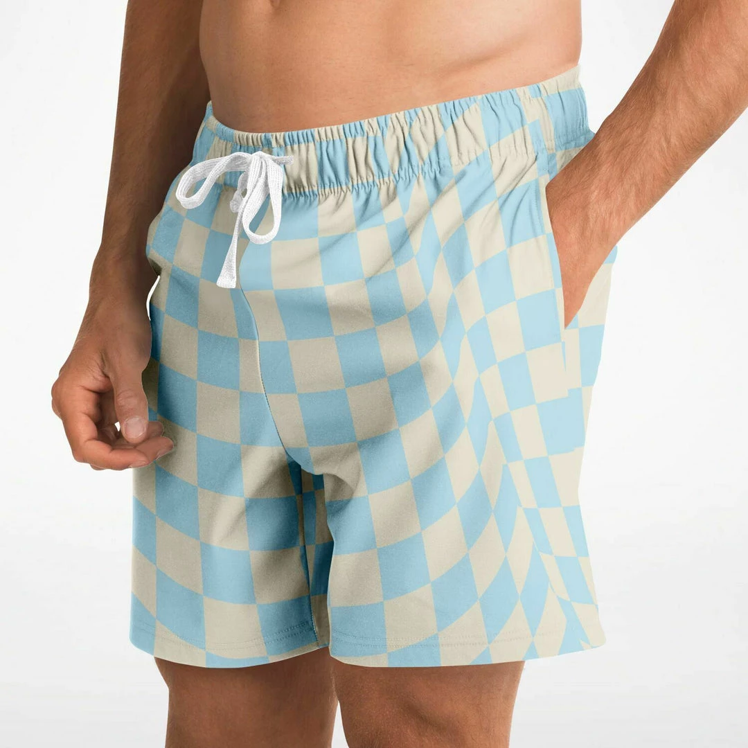 Subliminator Blue & Vanilla Check Fleece Shorts 4 Subliminator Blue & Vanilla Check Fleece Shorts