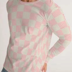 Harlow & Lloyd Pink Vanilla Check Men's Long Sleeve Tee T Shirts & Tanks
