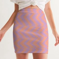 Harlow & Lloyd Peach & Orchid Stripe Women's Mini Skirt