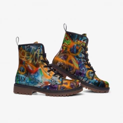 Harlow & Lloyd Peace Graffiti Lace Up Boots 7 Harlow & Lloyd Peace Graffiti Lace Up Boots