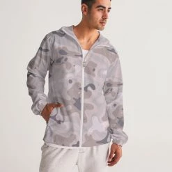 Harlow & Lloyd Military Sand Camo Men's Windbreaker Hooded Jacket