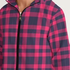 Harlow & Lloyd Red & Navy Tartan Men's Hooded Windbreaker Jacket Jackets 13 Harlow & Lloyd Red & Navy Tartan Men's Hooded Windbreaker Jacket Jackets