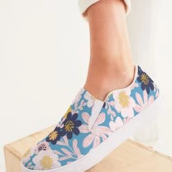 Harlow & Lloyd Blue Frisky Floral Women's Slip-On Canvas Shoe Shoes