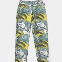Harlow & Lloyd Yellow Tropics Women's Belted Tapered Pants