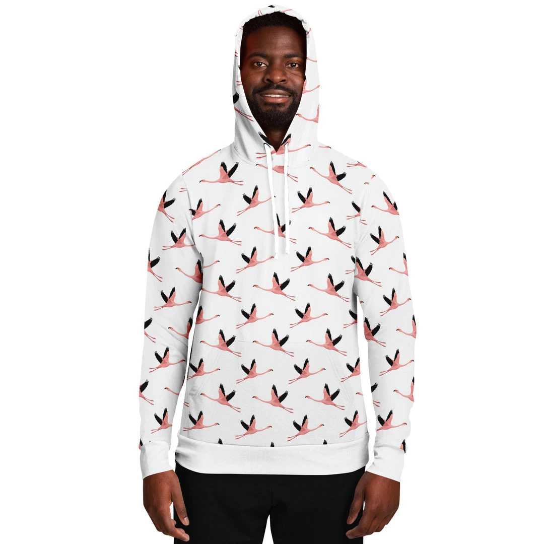 Subliminator Flying Flamingos White Unisex Hoodie Hoodies 8 Subliminator Flying Flamingos White Unisex Hoodie Hoodies
