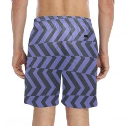 Harlow & Lloyd Blue Violet Charcoal Abstract Striped Board Shorts