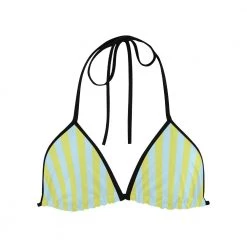 Harlow & LLoyd Women Blue Lime Stripes Bikini Top