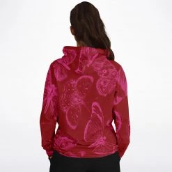 Subliminator Red Fuchsia Butterflies Unisex Hoodie