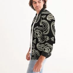 Harlow & Lloyd Black & Bone Paisley Men's Bomber Jacket Jackets 9 Harlow & Lloyd Black & Bone Paisley Men's Bomber Jacket Jackets