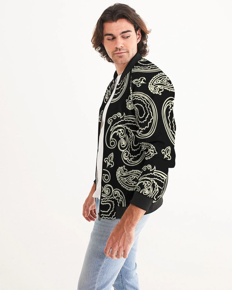 Harlow & Lloyd Black & Bone Paisley Men's Bomber Jacket Jackets 5 Harlow & Lloyd Black & Bone Paisley Men's Bomber Jacket Jackets