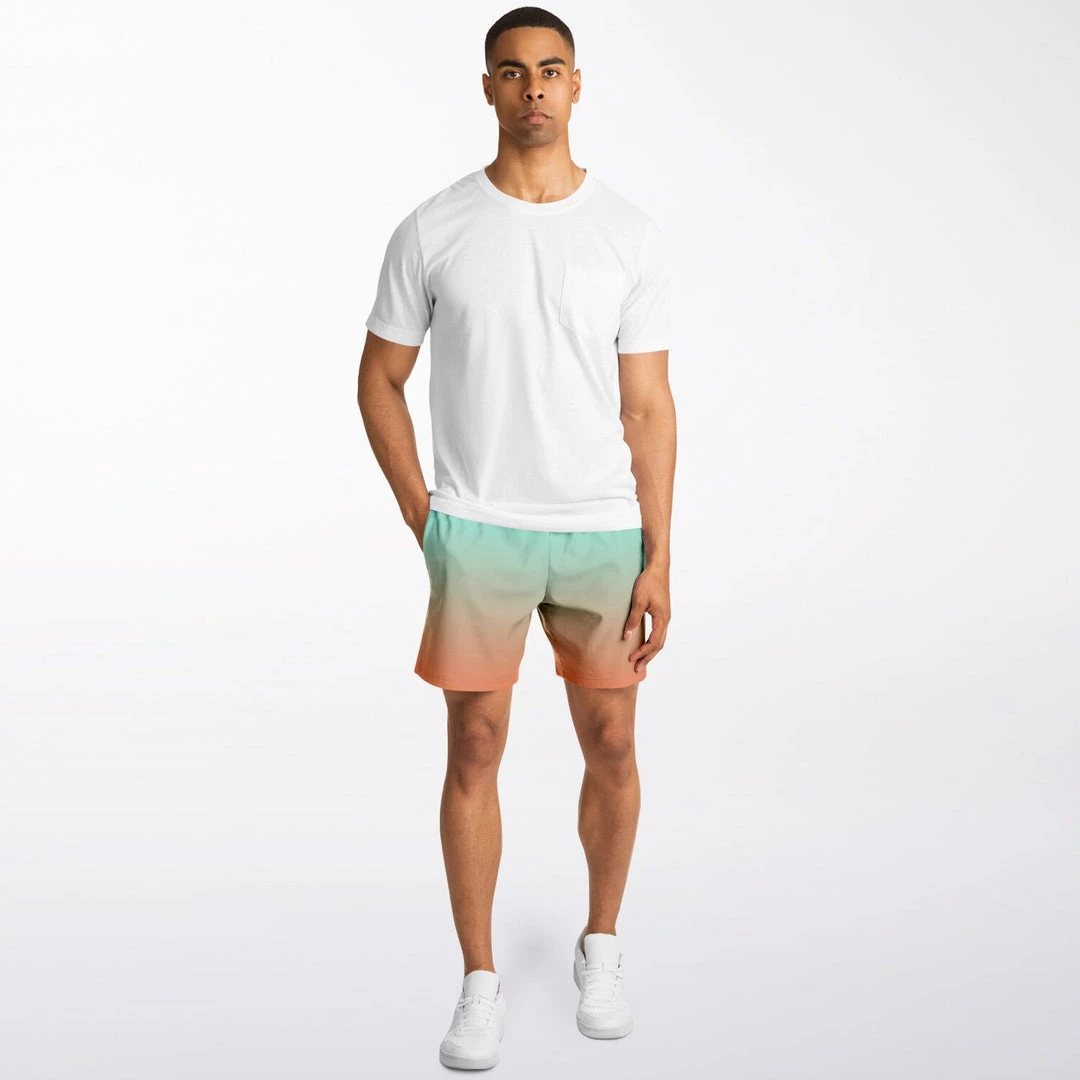 Subliminator Green Orange Color Fade Fleece Shorts 11 Subliminator Green Orange Color Fade Fleece Shorts