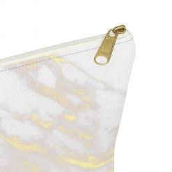 Harlow & Lloyd Personalized Cosmetic Bag / Accessory Pouch In White Marble & Gold Bags 19 Harlow & Lloyd Personalized Cosmetic Bag / Accessory Pouch In White Marble & Gold Bags