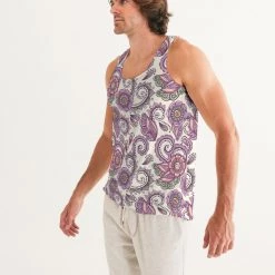 Harlow & Lloyd Purple Cream Paisley Men's Tank T Shirts & Tanks
